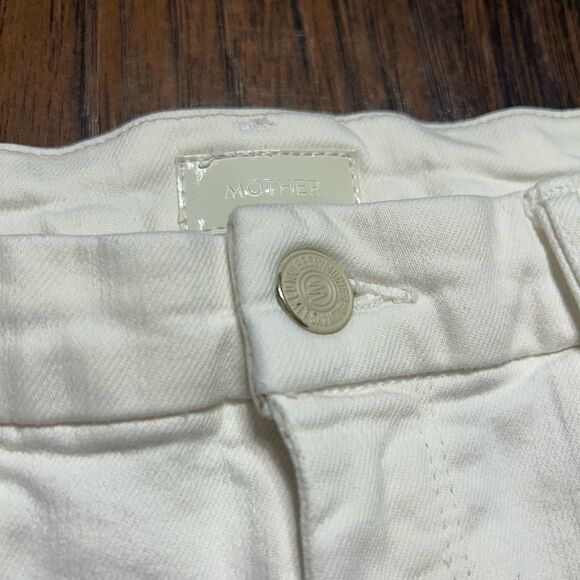 Mother Skinny Jeans Womens 28 The Looker Ankle Step Fray Cream Puffs Raw Hem - Picture 2 of 15